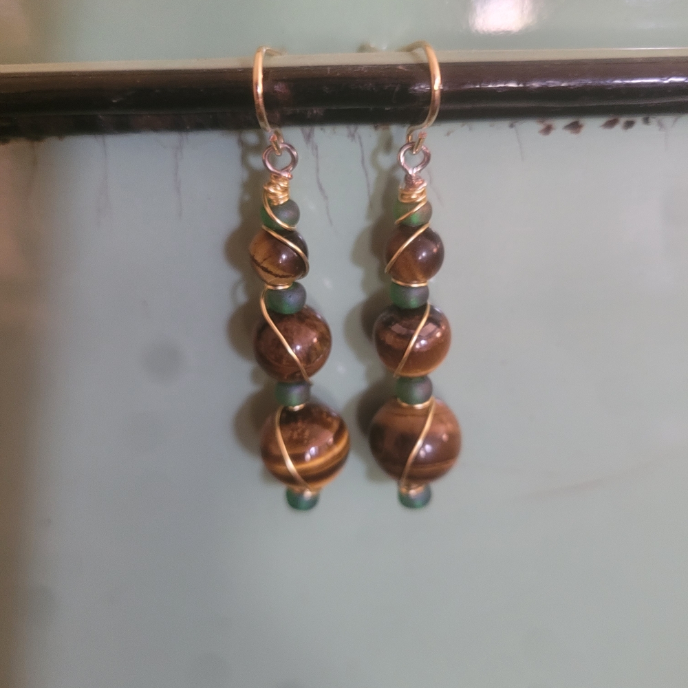 Tigers Eye Beaded Earrings